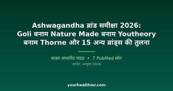 Ashwagandha ब्रांड समीक्षा 2026: Goli बनाम Nature Made बनाम Youtheory बनाम Thorne और 15 अन्य ब्रांड्स की तुलना