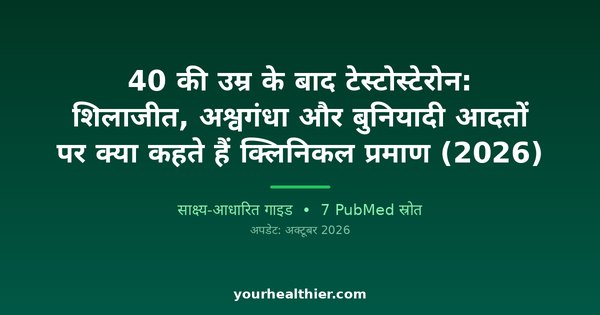 40 की उम्र के बाद टेस्टोस्टेरोन: शिलाजीत, अश्वगंधा और बुनियादी आदतों पर क्या कहते हैं क्लिनिकल प्रमाण (2026)